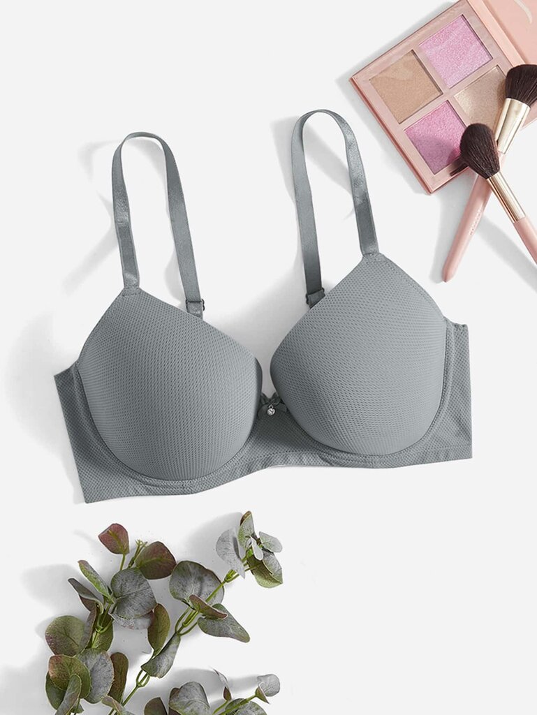 Plus Bow tekojalokivi Yksityiskohta Push Up Bra·Grey·100C hinta ja tiedot | Naisten aluspaidat | hobbyhall.fi