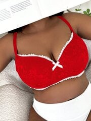 Plus kukkainen pitsirusetti edessä Underwire Bra·Red·100D hinta ja tiedot | Naisten aluspaidat | hobbyhall.fi