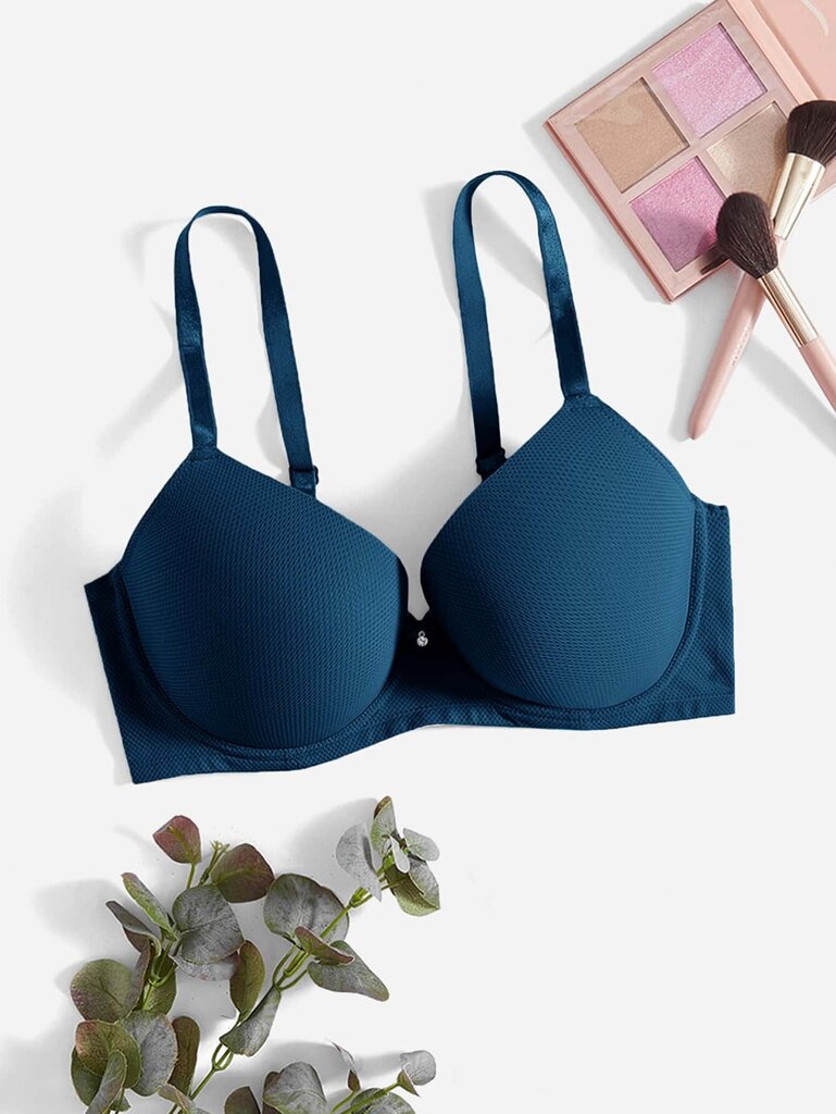 Plus Bow tekojalokivi Yksityiskohta Push Up Bra·Teal Blue·100D hinta ja tiedot | Naisten aluspaidat | hobbyhall.fi