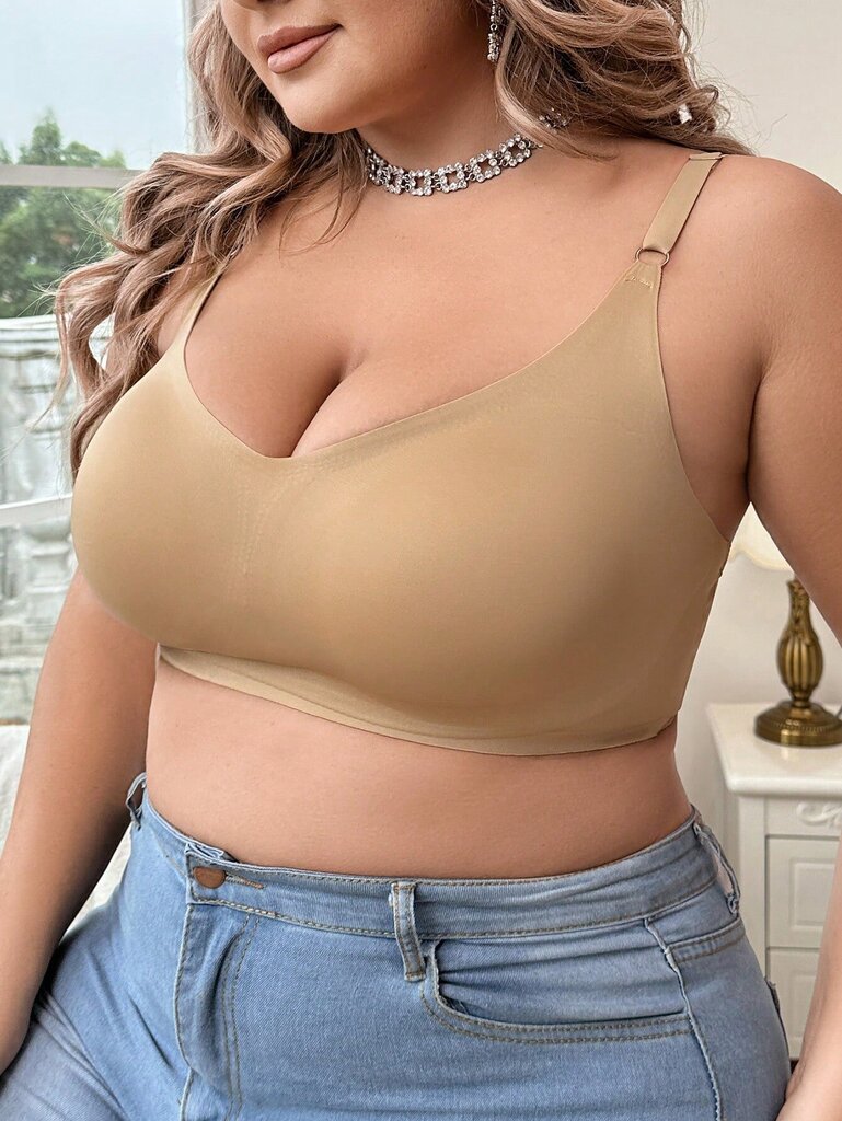 Plus Solid Wireless Bra·Khaki·0XL hinta ja tiedot | Naisten aluspaidat | hobbyhall.fi