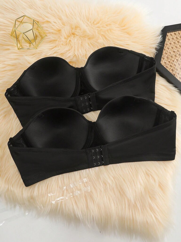 Plus 2kpl Underwire Push Up -rintaliivit 1 parilla läpinäkyvällä olkahihnalla·musta·90C hinta ja tiedot | Naisten aluspaidat | hobbyhall.fi