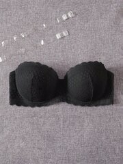 Plus Contrast Lace Scallop Trim Bra·Musta·85C hinta ja tiedot | Naisten aluspaidat | hobbyhall.fi