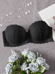 Plus Contrast Lace Scallop Trim Bra·Musta·90C hinta ja tiedot | Naisten aluspaidat | hobbyhall.fi