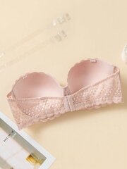 Plus Contrast Lace Scallop Trim Bra·Dusty Pink·100C hinta ja tiedot | Naisten aluspaidat | hobbyhall.fi