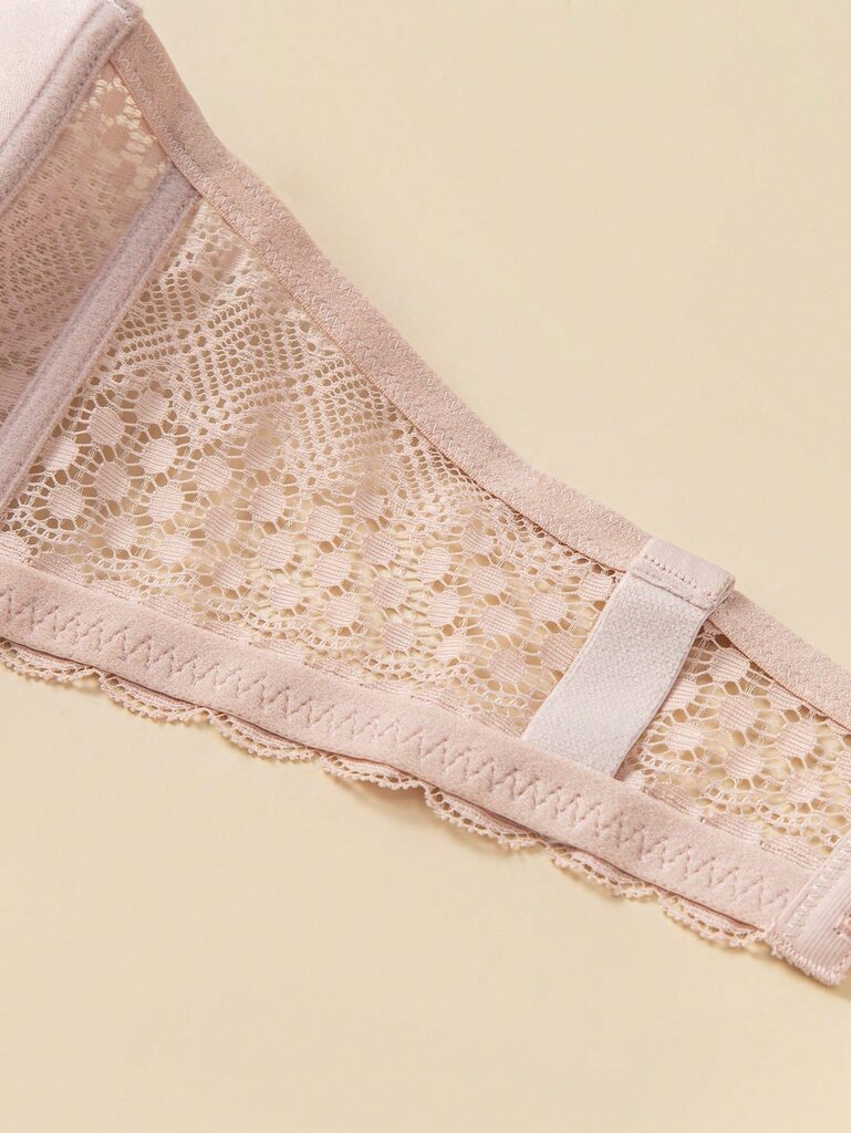 Plus Contrast Lace Scallop Trim Bra·Dusty Pink·105C hinta ja tiedot | Naisten aluspaidat | hobbyhall.fi