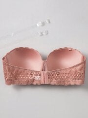 Plus Contrast Lace Scallop Trim Bra·Dusty Purple·105D hinta ja tiedot | Naisten aluspaidat | hobbyhall.fi