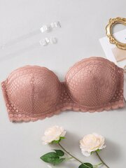 Plus Contrast Lace Scallop Trim Bra·Dusty Purple·105D hinta ja tiedot | Naisten aluspaidat | hobbyhall.fi