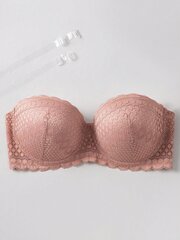 Plus Contrast Lace Scallop Trim Bra·Dusty Purple·85D hinta ja tiedot | Naisten aluspaidat | hobbyhall.fi