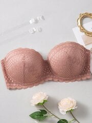 Plus Contrast Lace Scallop Trim Bra·Dusty Purple·90C hinta ja tiedot | Naisten aluspaidat | hobbyhall.fi