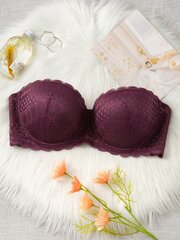 Plus Contrast Lace Scallop Trim Bra·Purple·100D hinta ja tiedot | Naisten aluspaidat | hobbyhall.fi