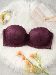 Plus Contrast Lace Scallop Trim Bra·Purple·95C hinta ja tiedot | Naisten aluspaidat | hobbyhall.fi