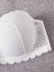 Plus Contrast Lace Scallop Trim Bra·White·105D hinta ja tiedot | Naisten aluspaidat | hobbyhall.fi