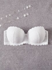 Plus Contrast Lace Scallop Trim Bra·White·105D hinta ja tiedot | Naisten aluspaidat | hobbyhall.fi