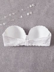 Plus Contrast Lace Scallop Trim Bra·White·95D hinta ja tiedot | Naisten aluspaidat | hobbyhall.fi