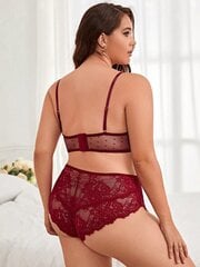 Plus Floral Lace Underwire Alusvaatteet Set·Burgundy·2XL hinta ja tiedot | Naisten aluspaidat | hobbyhall.fi