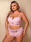 Plus Floral Lace Underwire Alusvaatteet Set·Pink·3XL hinta ja tiedot | Naisten aluspaidat | hobbyhall.fi