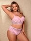 Plus Floral Lace Underwire Alusvaatteet Set·Pink·3XL hinta ja tiedot | Naisten aluspaidat | hobbyhall.fi