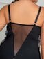 Klassinen Sexy Plus Contrast Pitsi, Ruched Mesh Underwire Slips·Musta·4XL hinta ja tiedot | Naisten aluspaidat | hobbyhall.fi