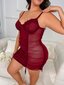 Klassinen Sexy Plus Contrast Pitsi, Ruched Mesh Underwire Slips·Burgundy·1XL hinta ja tiedot | Naisten aluspaidat | hobbyhall.fi