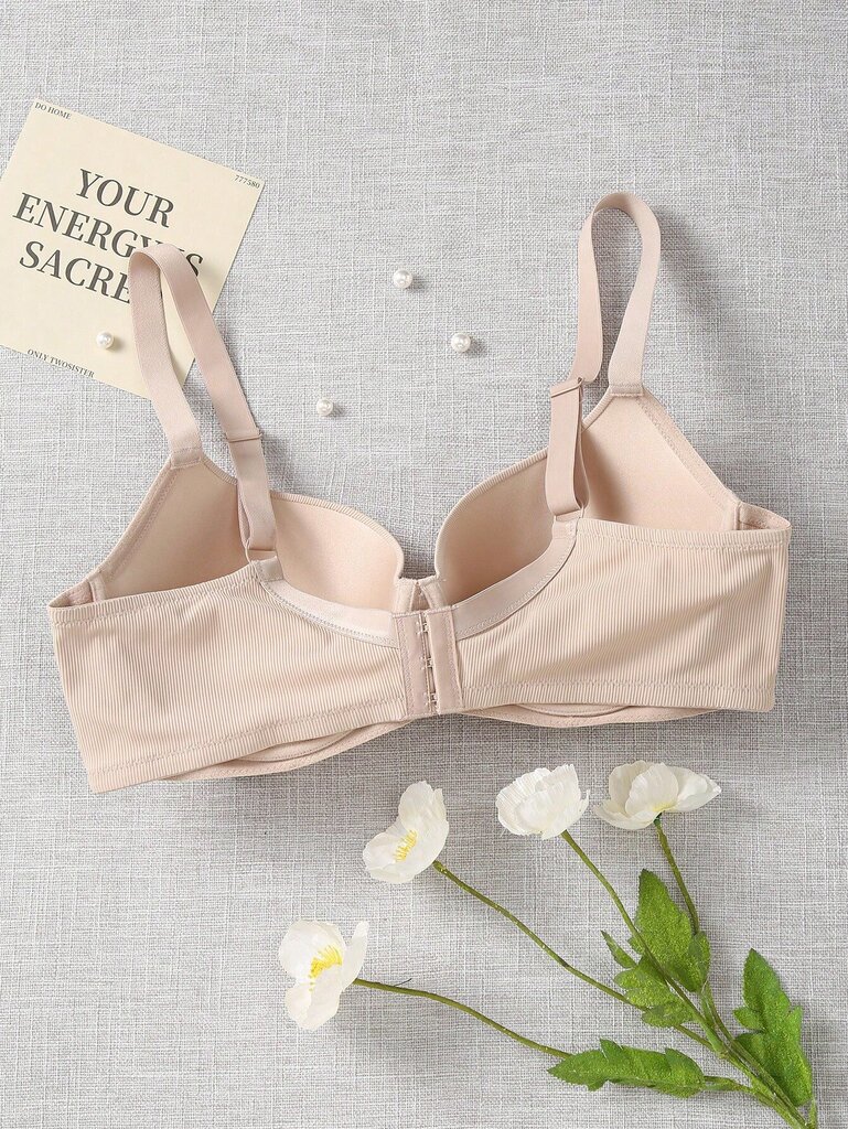 Plus Size Solid Underwire High Support Underwire Yksinkertainen Bra·Beige·100C hinta ja tiedot | Naisten aluspaidat | hobbyhall.fi