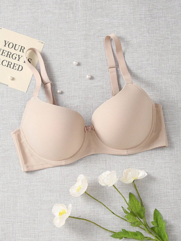 Plus Size Solid Underwire High Support Underwire Yksinkertainen Bra·Beige·100C hinta ja tiedot | Naisten aluspaidat | hobbyhall.fi