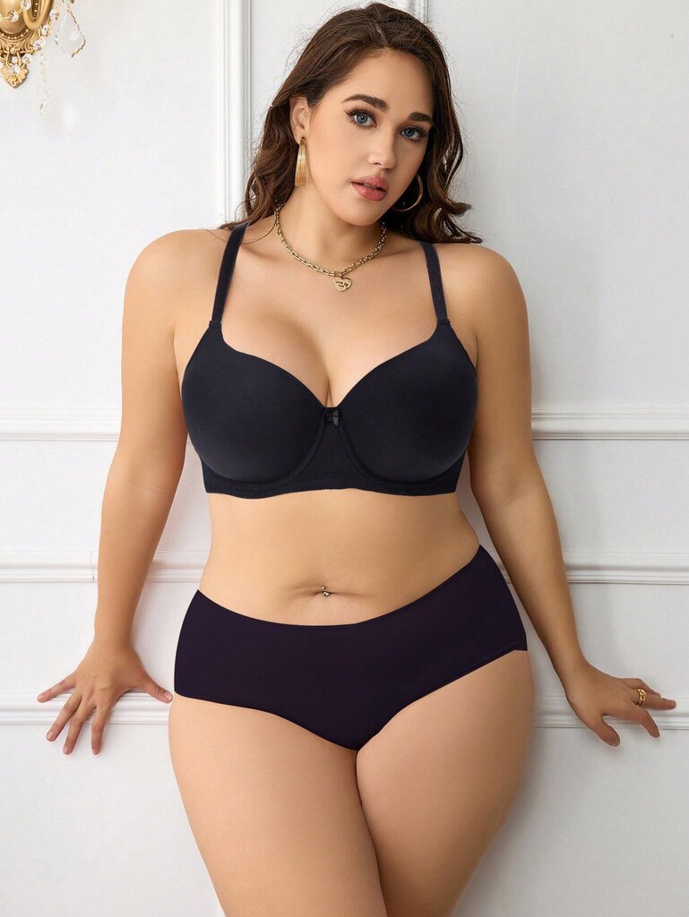 Plus Size Solid Underwire High Support Underwire Simple Bra·Black·105D hinta ja tiedot | Naisten aluspaidat | hobbyhall.fi