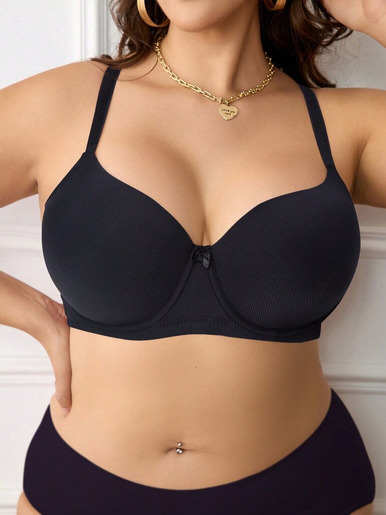 Plus Size Solid Underwire High Support Underwire Simple Bra·Black·105D hinta ja tiedot | Naisten aluspaidat | hobbyhall.fi