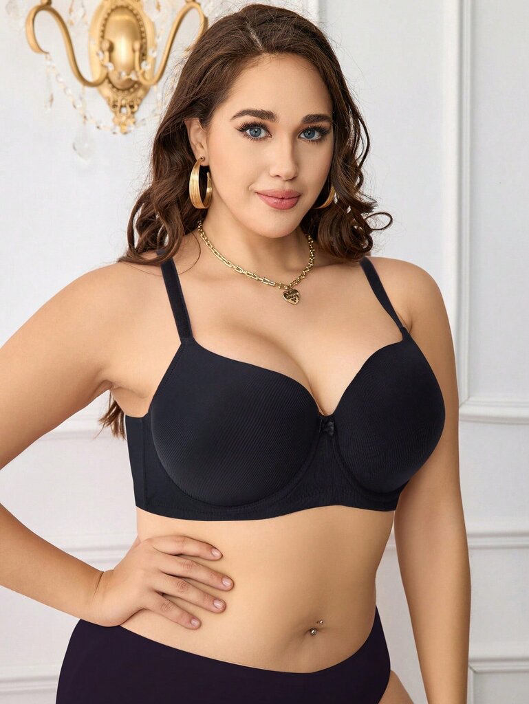 Plus Size Solid Underwire High Support Underwire Simple Bra·Black·90D hinta ja tiedot | Naisten aluspaidat | hobbyhall.fi