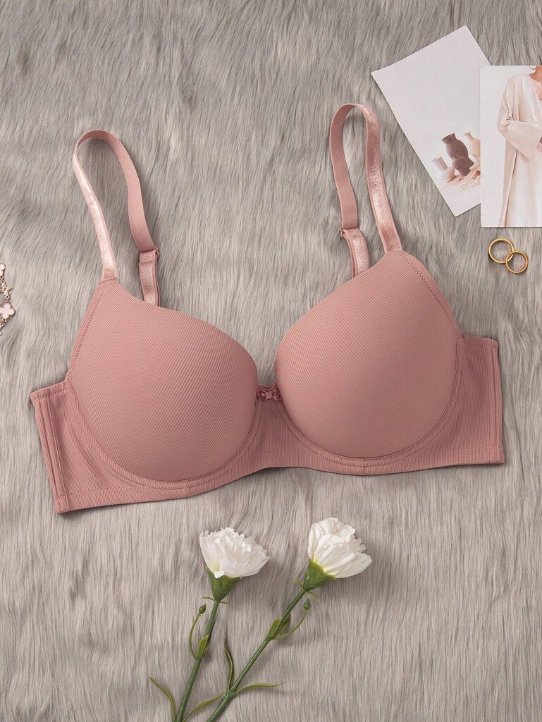 Plus Size Solid Underwire High Support Underwire Yksinkertainen Bra·Dusty Pink·85D hinta ja tiedot | Naisten aluspaidat | hobbyhall.fi