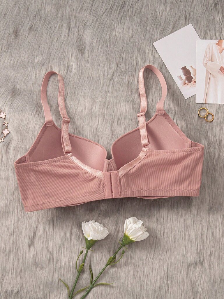 Plus Size Solid Underwire High Support Underwire Yksinkertainen Bra·Dusty Pink·90C hinta ja tiedot | Naisten aluspaidat | hobbyhall.fi