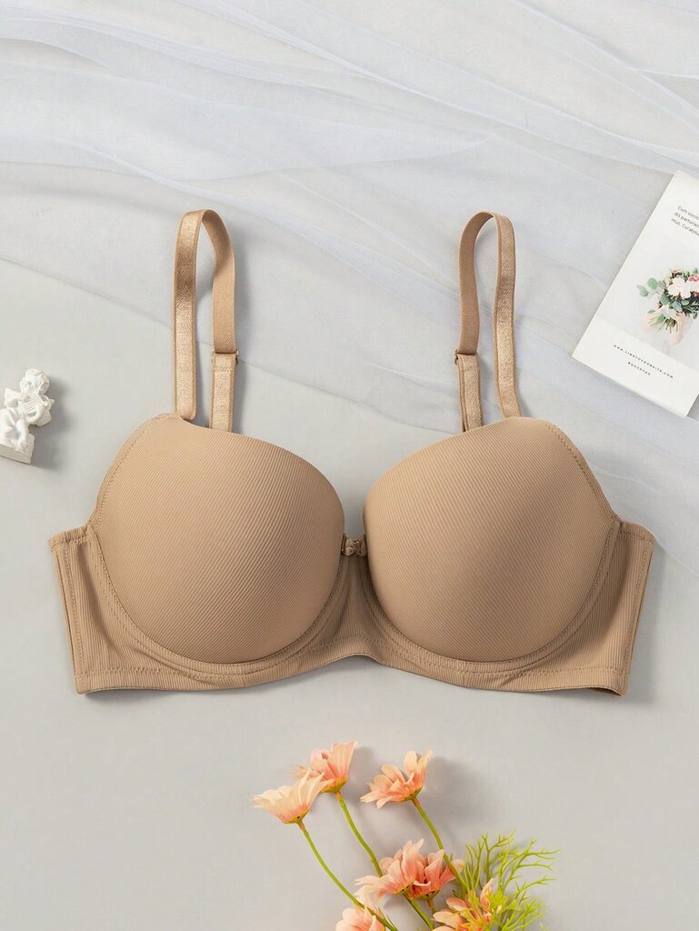 Plus Size Solid Underwire High Support Underwire Yksinkertainen Bra·Mocha Ruskea·105D hinta ja tiedot | Naisten aluspaidat | hobbyhall.fi