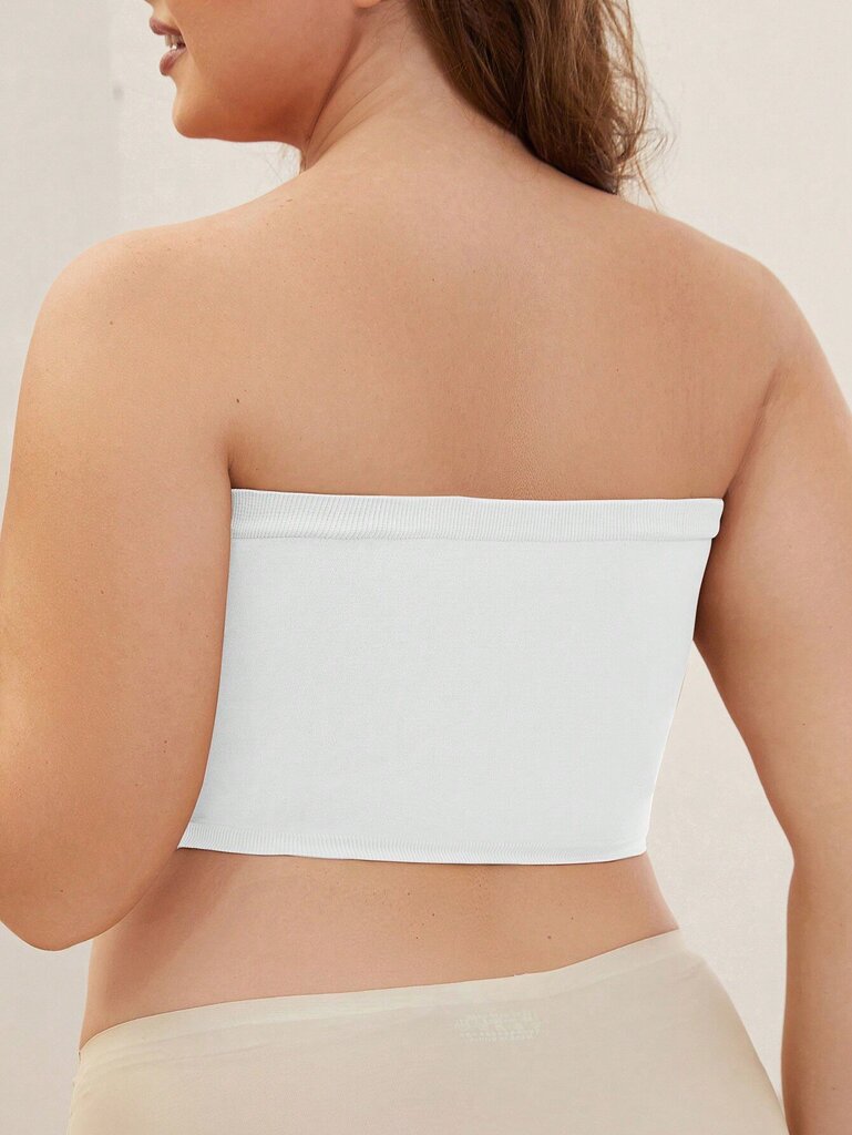 Naisten Plus Size Ruched Bandeau-rintaliivitoppi·Valkoinen·1XL hinta ja tiedot | Naisten aluspaidat | hobbyhall.fi