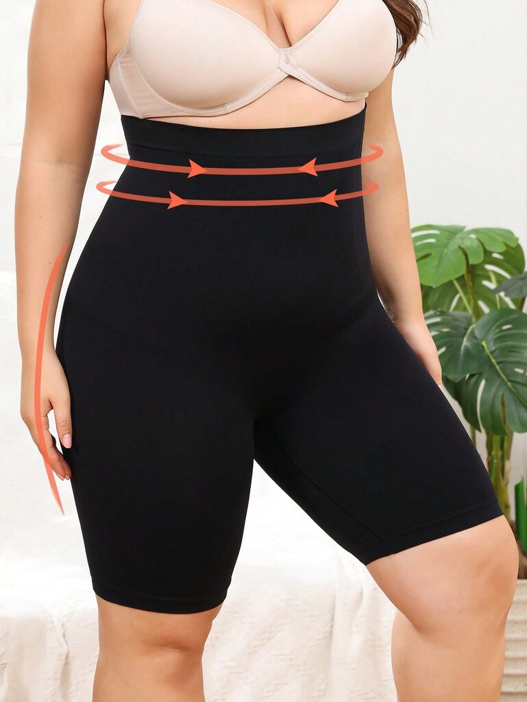 Plus High Waist Control Shapewear Shortsit · Musta · 4XL hinta ja tiedot | Naisten aluspaidat | hobbyhall.fi