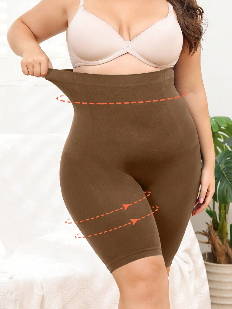 Plus High Waist Control Shapewear Shortsit · Kahvinruskea · 3XL hinta ja tiedot | Naisten aluspaidat | hobbyhall.fi