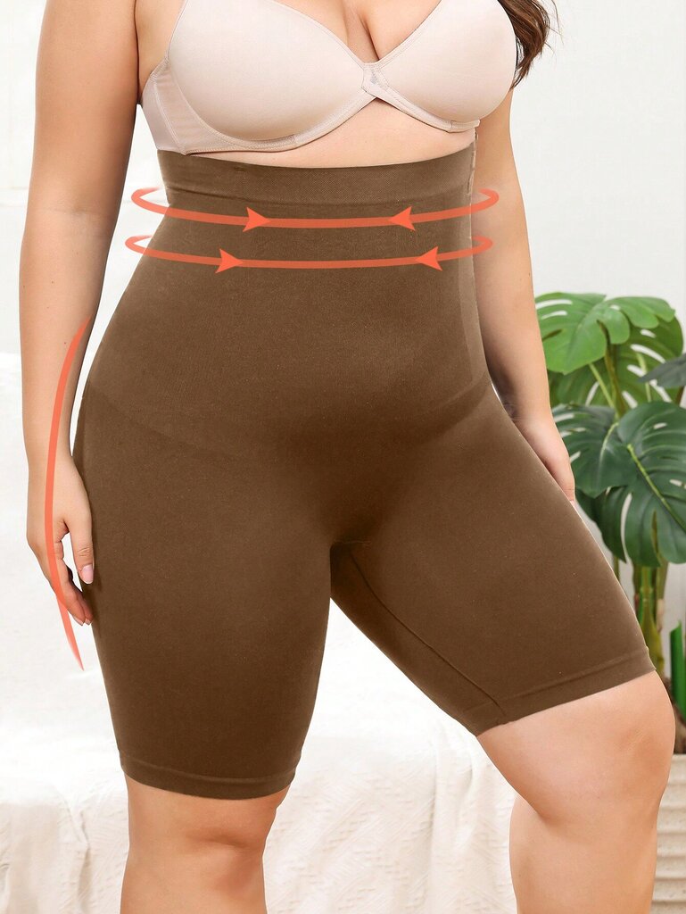 Plus High Waist Control Shapewear Shortsit · Kahvinruskea · 4XL hinta ja tiedot | Naisten aluspaidat | hobbyhall.fi