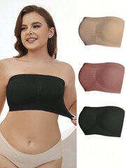 3kpl Plus Size Yksivärinen laskostettu Bandeau Bra·Multicolor·1XL hinta ja tiedot | Naisten aluspaidat | hobbyhall.fi