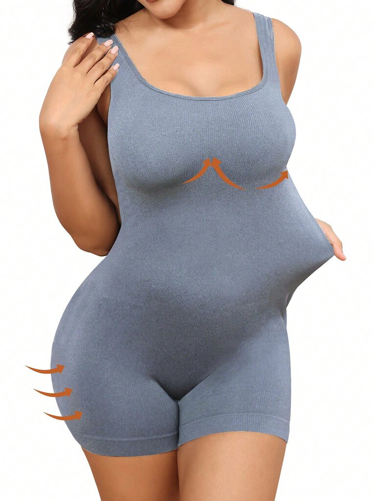 Plus Size Solid Shapewear Rento Mukava vahva Taso Keski Stretch Bodysuit · Dusty Blue · 2XL hinta ja tiedot | Naisten aluspaidat | hobbyhall.fi