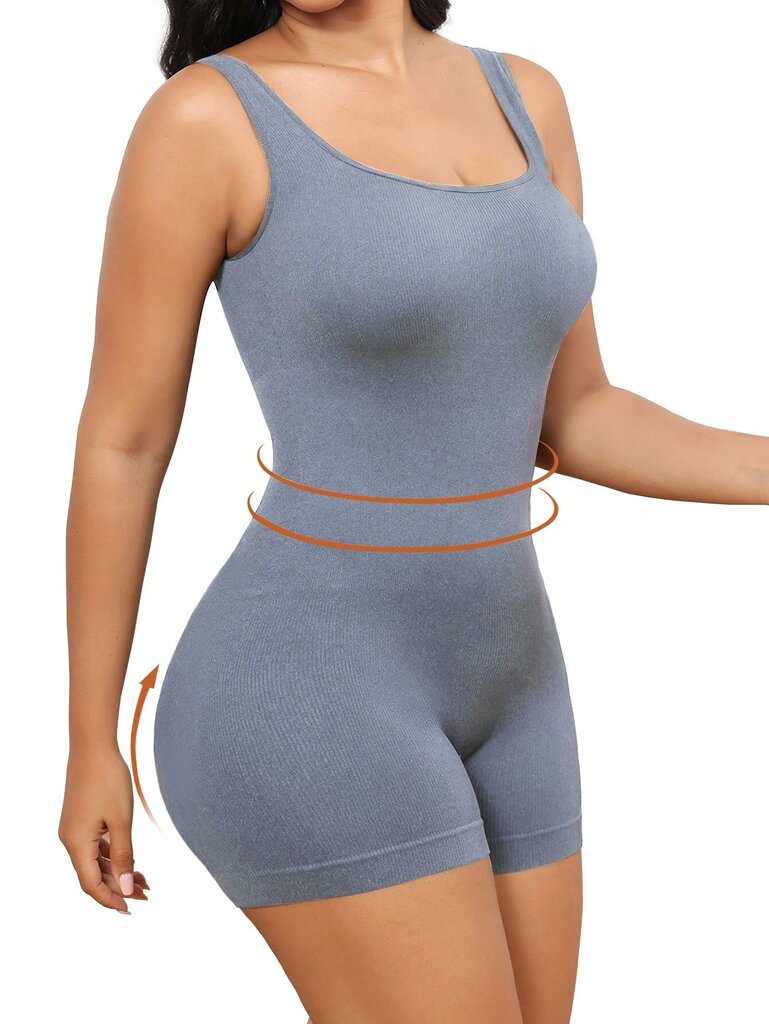 Plus Size Solid Shapewear Rento Mukava vahva Taso Keski Stretch Bodysuit · Dusty Blue · 2XL hinta ja tiedot | Naisten aluspaidat | hobbyhall.fi