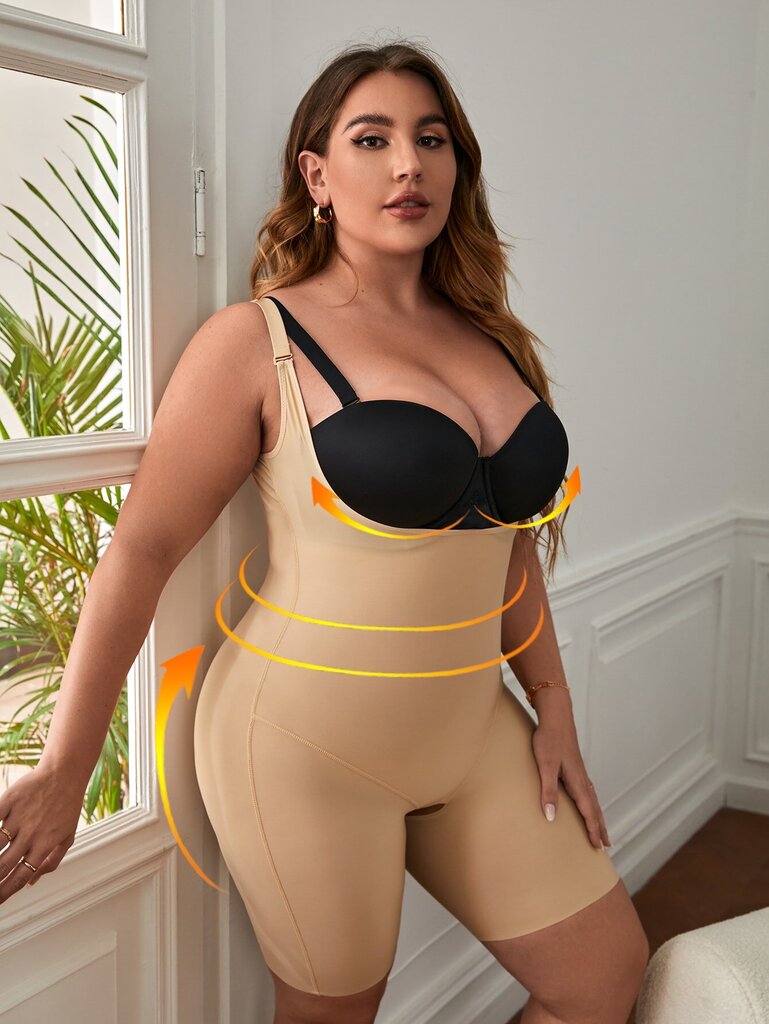 Plus haaraton Shapewear Romper Bodysuit·Aprikoosi·2XL hinta ja tiedot | Naisten aluspaidat | hobbyhall.fi