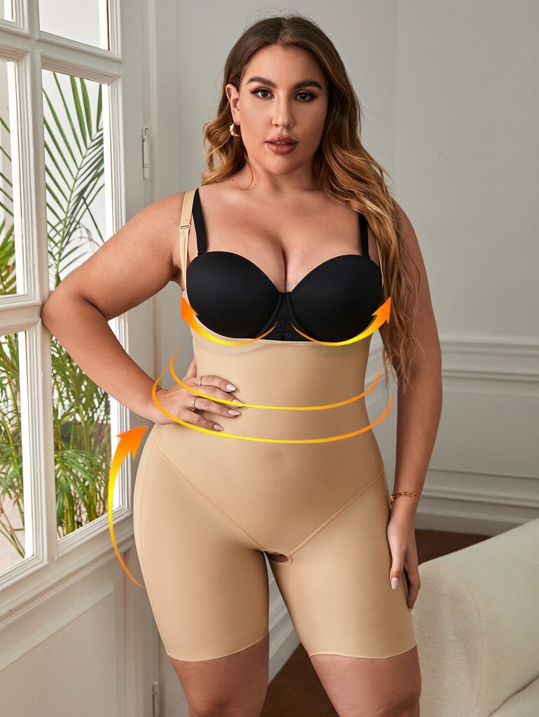 Plus haaraton Shapewear Romper Bodysuit·Aprikoosi·2XL hinta ja tiedot | Naisten aluspaidat | hobbyhall.fi