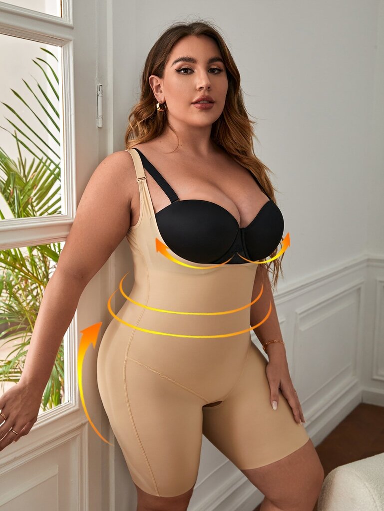 Plus haaraton Shapewear Romper Bodysuit·Aprikoosi·3XL hinta ja tiedot | Naisten aluspaidat | hobbyhall.fi