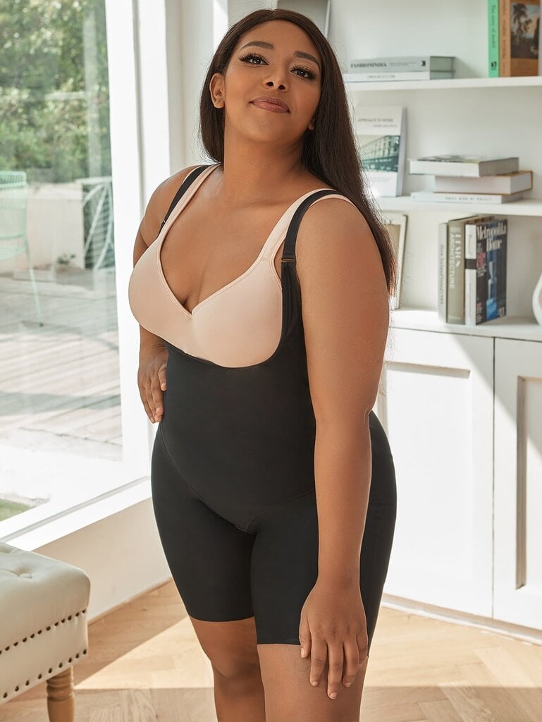 Plus Crotchless Shapewear Romper Bodysuit·Musta·3XL hinta ja tiedot | Naisten aluspaidat | hobbyhall.fi