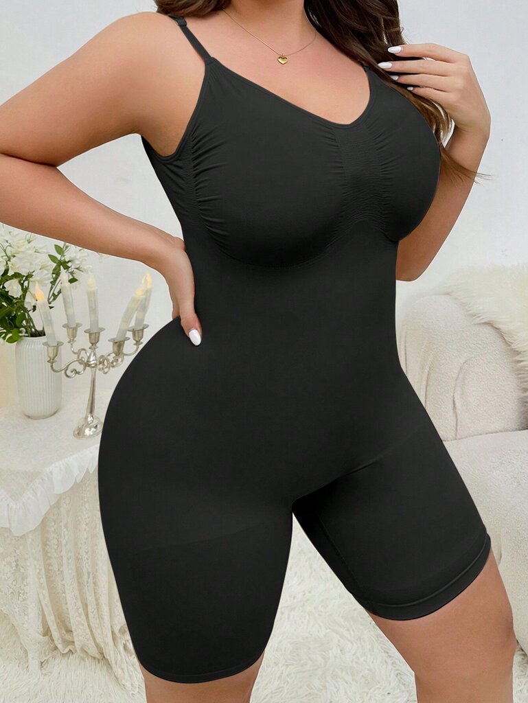 Plus Size Solid Shapewear Ultra Kevyt Joustava Bodysuit·Musta·2XL hinta ja tiedot | Naisten aluspaidat | hobbyhall.fi