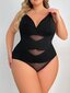 Naisten suurikokoinen verkkopatchwork Bodycon Bodysuit·musta·3XL hinta ja tiedot | Naisten aluspaidat | hobbyhall.fi