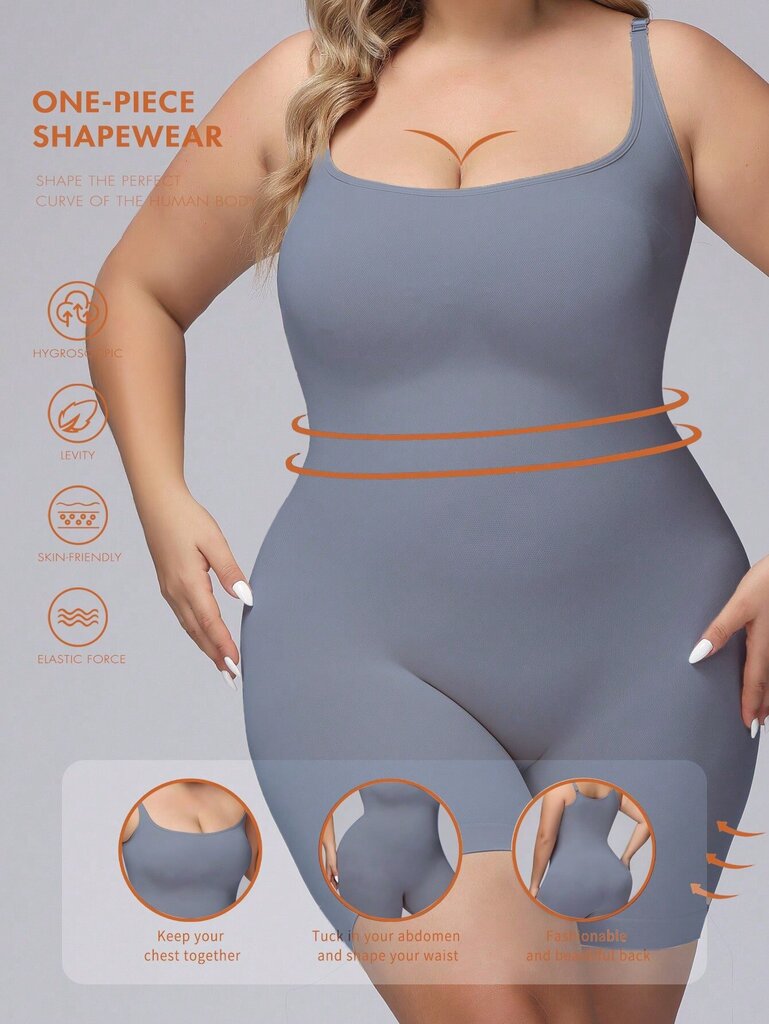 Plus Size Naisten saumaton Control Bodysuit Shapewear·Dusty Blue·1XL hinta ja tiedot | Naisten aluspaidat | hobbyhall.fi