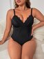 Plus Contrast Lace Shapewear Bodysuit·Musta·2XL hinta ja tiedot | Naisten aluspaidat | hobbyhall.fi