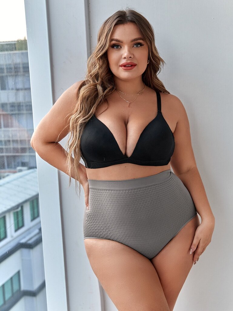 Plus Honeycomb Textured Shapewear Sukkahousut·Grey·1XL hinta ja tiedot | Naisten aluspaidat | hobbyhall.fi