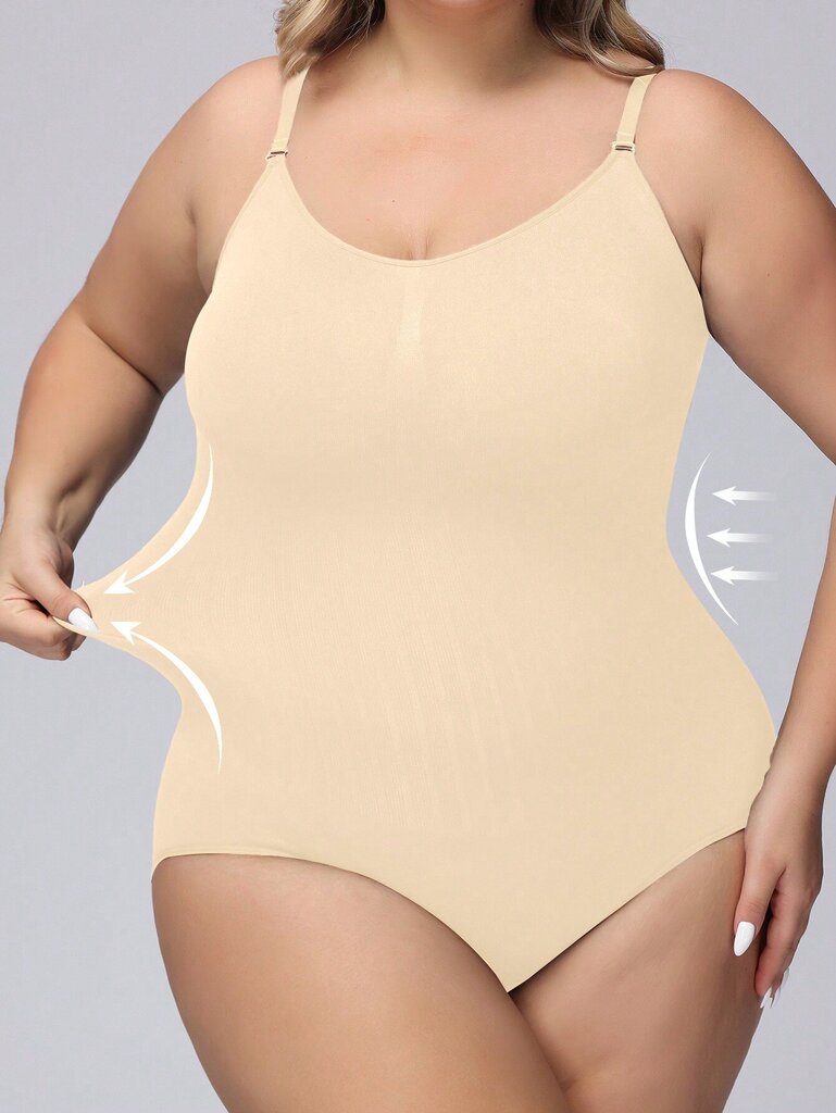 Plus-koon rusetin yksityiskohtien muotoileva puku Medium Stretch Kevyt body·Aprikoosi·4XL hinta ja tiedot | Naisten aluspaidat | hobbyhall.fi