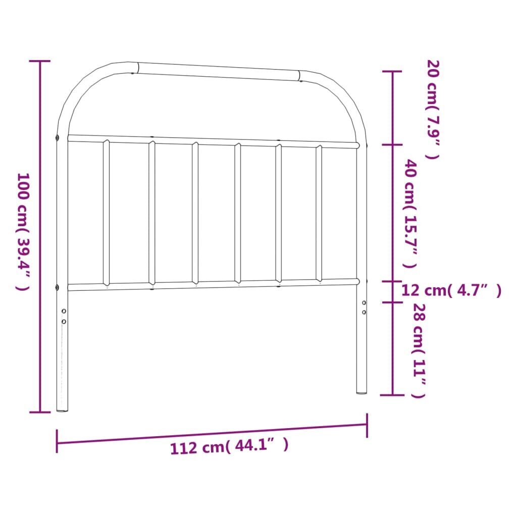 vidaXL Metallinen sängynpääty musta 107 cm hinta ja tiedot | Sängyt | hobbyhall.fi