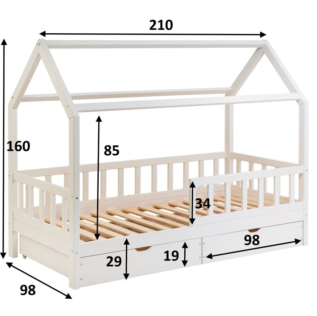 Sänky talo Superman 90x200 cm,laatikoilla hinta ja tiedot | Lastensängyt | hobbyhall.fi